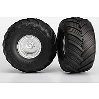 Tires & wheels, assembled, glued (satin chrome wheels, Terra Groove dual profile tires, foam inserts) (electric rear) (2)