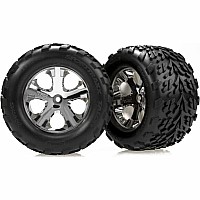 Tires & wheels, assembled, glued (2.8") (All-Star chrome wheels, Talon tires, foam inserts) (nitro rear/ electric front) (2)