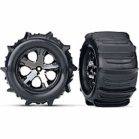 Tires & wheels, assembled, glued (2.8") (All-Star black chrome wheels, paddle tires, foam inserts) (electric rear) (2) (TSM rat