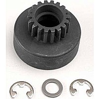 Clutch bell, (18-tooth)/ 5x8x0.5mm fiber washer (2)/ 5mm E-clip (requires #4609 - ball bearings, 5x10x4mm (2))