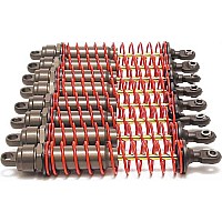 Big Bore shocks (xx-long) (hard-anodized & PTFE-coated T6 aluminum) (assembled) w/ red springs, TiN shafts (8 pack)