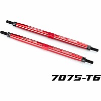 Toe links, Maxx (Tubes red-anodized, 7075-T6 aluminum, stronger than titanium) (124mm, rear) (2)/ rod ends (4)/ aluminum wrench 