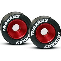 Wheels, aluminum (red-anodized) (2)/ 5x8mm ball bearings (4)/ axles (2)/ rubber tires (2)