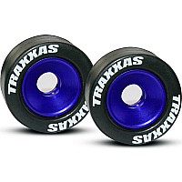 Wheels, aluminum (blue-anodized) (2)/ 5x8mm ball bearings (4)/ axles (2)/ rubber tires (2)