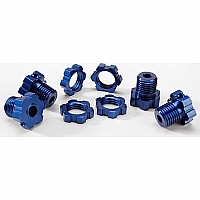 Wheel hubs, splined, 17mm (blue-anodized) (4)/ wheel nuts, splined, 17mm (blue-anodized) (4)/ screw pins, 4x13mm (with threadlo