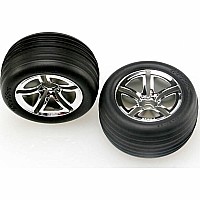 Tires & wheels, assembled, glued (2.8") (Twin-Spoke wheels, Alias ribbed tires, foam inserts) (nitro front) (2)
