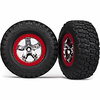 Tires & wheels, assembled, glued (SCT chrome, red beadlock style wheels, BFGoodrich Mud-Terrainﾙ T/A KM2 tires, foam inserts) (