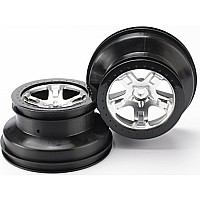 Wheels, SCT satin chrome, black beadlock style SCT, dual profile (2.2ﾔ outer, 3.0ﾔ inner) (4WD front/rear, 2WD rear only) (2)