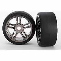 Tires & wheels, assembled, glued (split-spoke, black chrome wheels, slick tires (S1 compound), foam inserts) (rear) (2)