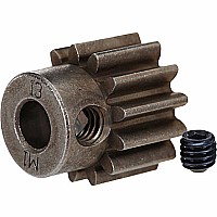 Gear, 13-T pinion (1.0 metric pitch) (fits 5mm shaft)/ set screw (compatible with steel spur gears)