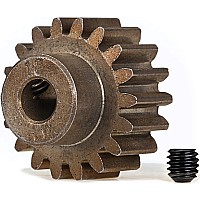 Gear, 18-T pinion (1.0 metric pitch) (fits 5mm shaft)/ set screw (compatible with steel spur gears)