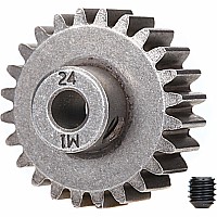 Gear, 24-T pinion (1.0 metric pitch) (fits 5mm shaft)/ set screw (compatible with steel spur gears)