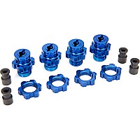 Wheel hubs, splined, 17mm, short (4)/ wheel nuts, splined, 17mm (4) (blue-anodized)/ hub retainer M4 X 0.7 (4)/ axle pin (4)/ w