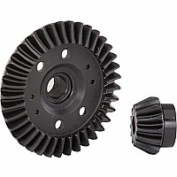 Ring gear, differential/ pinion gear, differential (machined, spiral cut) (rear)