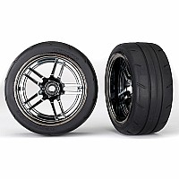 Tires and wheels, assembled, glued (split-spoke black chrome wheels,ﾠ1.9" Response tires) (extra wide, rear) (2)