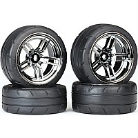 Tires & wheels, assembled, glued (split-spoke black chrome wheels,ﾠ1.9