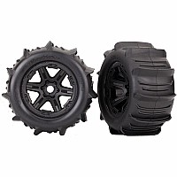 Tires & wheels, assembled, glued (black 3.8