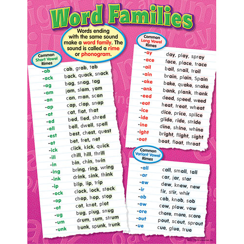 Word Families Poster - from Trend Enterprises- another great item from