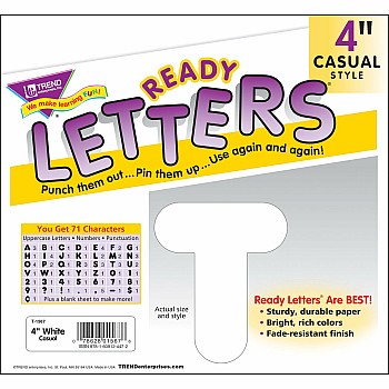 White 4" Casual Uppercase Ready Letters