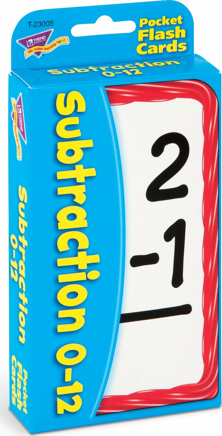 Subtraction 0-12 Pocket Flash Cards 