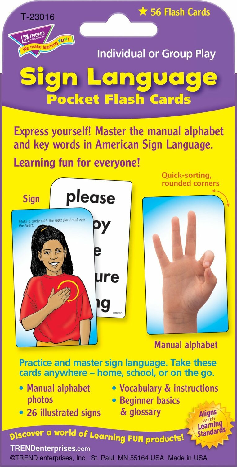 Sign Language Pocket Flash Cards TREND Sign Language Pocket Flash Cards 