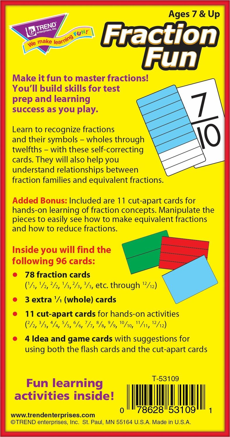 Fraction Fun Skill Drill Flash Cards From Trend Enterprises - School 