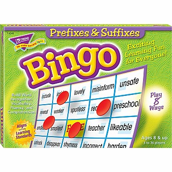 Prefixes & Suffixes Bingo Game