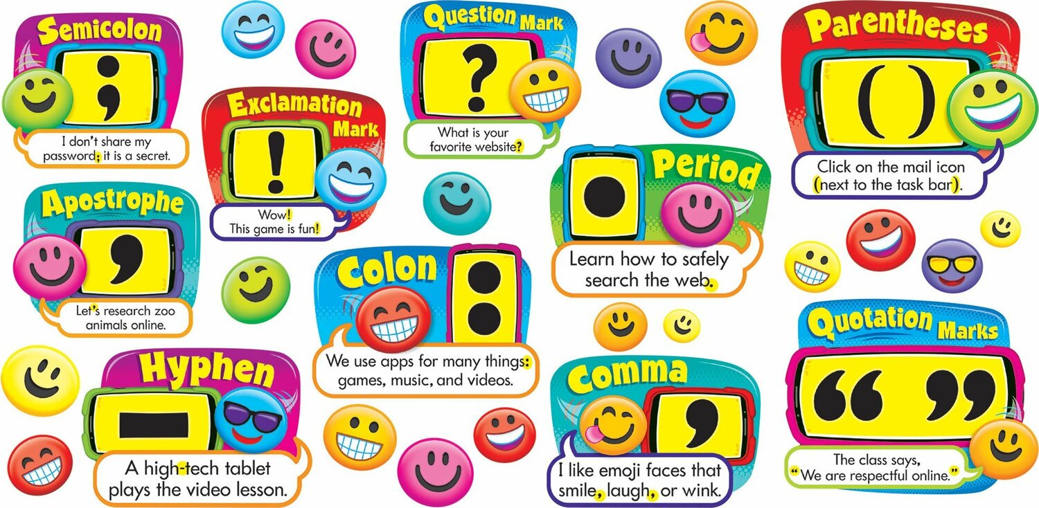 Emoji Punctuation Bulletin Board Set - Givens Books and Little Dickens