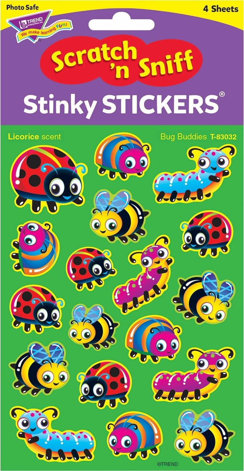 72 Piece Buggy Buddies Stinky Stickers Licorice Scent 