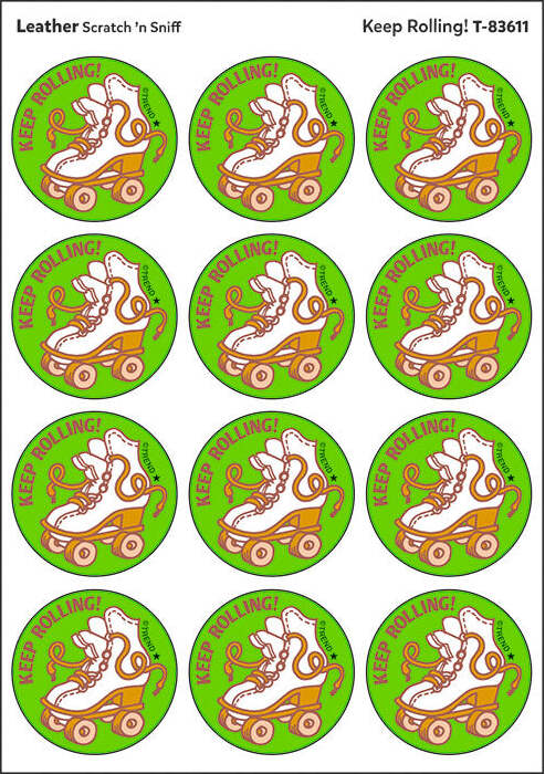 Keep Rolling! - Leather scent Retro Stinky Stickers® (24 ct.)