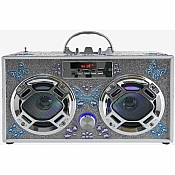 Bluetooth FM Radio W LED Speakers Butterfly Bling Boombox