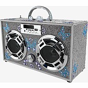 Bluetooth FM Radio W LED Speakers Butterfly Bling Boombox