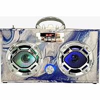 Bluetooth FM Radio W LED Speakers Blue Swirl Boombox