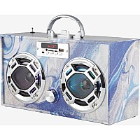 Bluetooth FM Radio W LED Speakers Blue Swirl Boombox