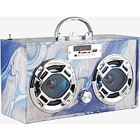 Bluetooth FM Radio W LED Speakers Blue Swirl Boombox