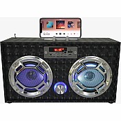 Bluetooth FM Radio W LED Speakers Black Boombox