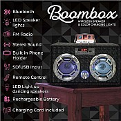 Bluetooth FM Radio W LED Speakers Black Boombox