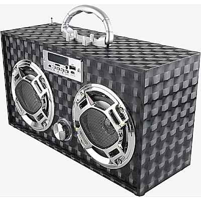Bluetooth FM Radio W LED Speakers Black Boombox