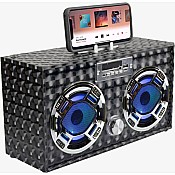 Bluetooth FM Radio W LED Speakers Black Boombox