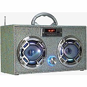 Bluetooth FM Radio W LED Speakers Iridescent Bling Boombox