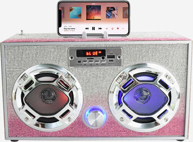 Bluetooth FM Radio W LED Speakers Rainbow Bling Boombox - Imagination Toys