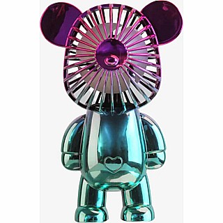 Portable Mini Bear Fan (Chrome Blue)