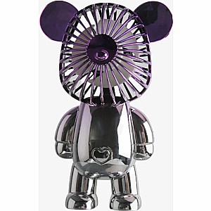 Portable Mini Bear Fan (Chrome Silver)