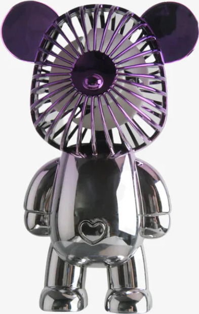 Portable Mini Bear Fan (Chrome Silver)