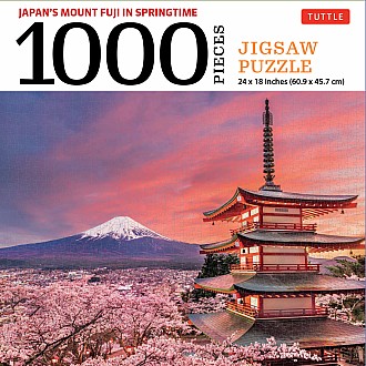 Japan's Mount Fuji in Springtime- 1000 Piece Jigsaw Puzzle: Snowcapped Mount Fuji and Chureito Pagoda in Springtime (Finished s