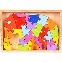 9.25" X 6.5" Wooden Elephant Letter Puzzle