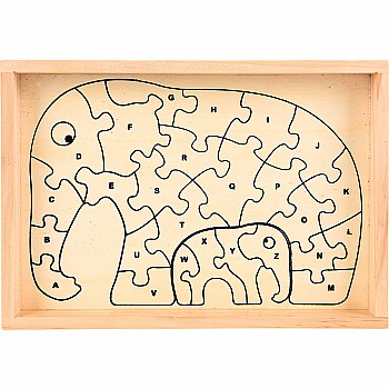 9.25" X 6.5" Wooden Elephant Letter Puzzle