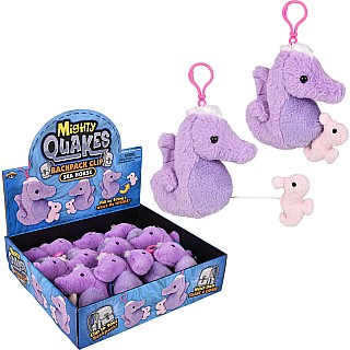 3.5" Mighty Quakes Sea Horse Backpack Clip 12ct
