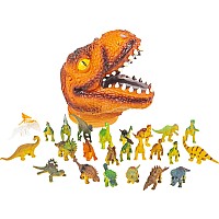 24 Pc Dinosaur Set With T-rex Head Case