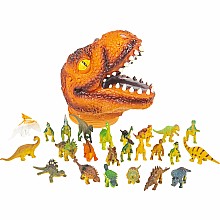 24 Pc Dinosaur Set With T-Rex Head Case